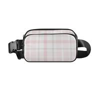 Fashion Fanny Pack Waist Bag for Women Men Teens Large Capacity Chest Belt Bum Bag with Adjustable, Buffalo Plaid Scotland Pink, 8" x 5.3" x 2.3", Retro, Buffalo Plaid Scotland Pink, 8" x 5.3" x 2.3
