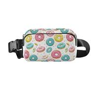 Fashion Fanny Pack Waist Bag Women Men Colorful Donuts with Sprinkles and Icing Waterproof Belt Bag with Adjustable Strap for Shopping Sports Work, colorful donuts with sprinkles and icing, 8" x 5.3"