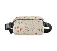 Fashion Fanny Waist Pack Autumn Flowers Daffodil Anemone Dahlia Silver Men Women Mini Sling Chest Bag with Adjustable Strap Crossbody Sport Bags for Travel Shopping Running, 11, One Size