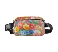 Fashion Fanny Waist Pack Autumn Flowers Daffodil Anemone Dahlia Silver Men Women Mini Sling Chest Bag with Adjustable Strap Crossbody Sport Bags for Travel Shopping Running, 18, One Size