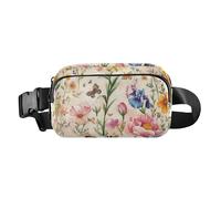 Fashion Fanny Waist Pack Autumn Flowers Daffodil Anemone Dahlia Silver Men Women Mini Sling Chest Bag with Adjustable Strap Crossbody Sport Bags for Travel Shopping Running, 15, One Size