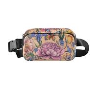 Fashion Fanny Waist Pack Autumn Flowers Daffodil Anemone Dahlia Silver Men Women Mini Sling Chest Bag with Adjustable Strap Crossbody Sport Bags for Travel Shopping Running, 10, One Size