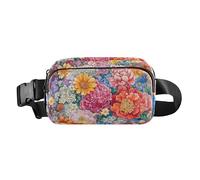 Fashion Fanny Waist Pack Autumn Flowers Daffodil Anemone Dahlia Silver Men Women Mini Sling Chest Bag with Adjustable Strap Crossbody Sport Bags for Travel Shopping Running, 19, One Size