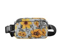 Fashion Fanny Waist Pack Autumn Flowers Daffodil Anemone Dahlia Silver Men Women Mini Sling Chest Bag with Adjustable Strap Crossbody Sport Bags for Travel Shopping Running, 20, One Size