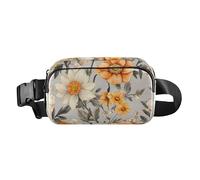 Fashion Fanny Waist Pack Autumn Flowers Daffodil Anemone Dahlia Silver Men Women Mini Sling Chest Bag with Adjustable Strap Crossbody Sport Bags for Travel Shopping Running, 01, One Size