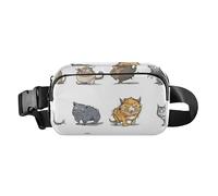 Fashion Fanny Waist Pack Cartoon Siamese Cats White Men Women Mini Sling Chest Bag with Adjustable Strap Crossbody Sport Bags for Travel Shopping Running, 17, One Size