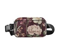 Fashion Fanny Waist Pack Spring Flowers Daffodil Dahlia Butterflies White Men Women Mini Sling Chest Bag with Adjustable Strap Crossbody Sport Bags for Travel Shopping Running, 02, One Size