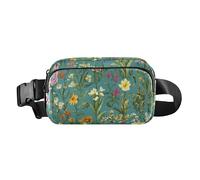Fashion Fanny Waist Pack Spring Flowers Daffodil Dahlia Butterflies White Men Women Mini Sling Chest Bag with Adjustable Strap Crossbody Sport Bags for Travel Shopping Running, 03, One Size
