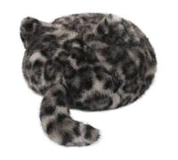 Fashion Faux Fur Leopard Print Beret Hat with Cute Animal Cat Ears Lovely Plush Tail Painter Cap Winter Warm Hood Headwear for Adult Women Brown