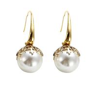 Fashion Faux Pearl Dangle Hook Earrings Eardrops Women Pierced Party Jewelry Golden Best ChoicePractical design and Durable