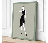 Fashion Figure in Black Canvas Wall Art Print 24x16 Inch (61 x 41 cm)