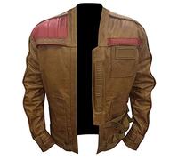 Fashion_First Finn Jacket Force Awakens John Boyega Leather Jacket Pilot Poe Dameron (X-Large, Brown)