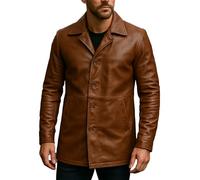 Fashion_First Men Distressed Brown Leather Coat - Vintage Style Long Jacket | Real Leather Outerwear for Biker, Winter Wear