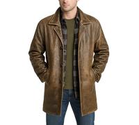 Fashion_First Men's 3/4 Mid Length Genuine Leather Trench Coat - Men Car Coat Vintage Leather Brown Blazer Jacket