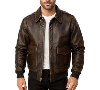 Fashion_First Mens a2 Flight Jacket Cockpit US Air Force a2 Leather Jacket