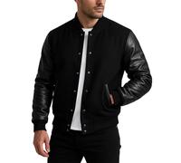 Fashion_First Mens American Varsity Letterman Black Baseball Bomber Jacket Men - High School Wool College Baseball Jackets