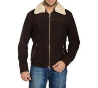 Fashion_First Mens Brown Real Suede Leather Jacket - Mens Cosplay Suede Leather Jacket with Faux Fur Collar