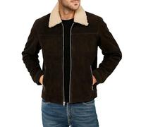 Fashion_First Mens Brown Real Suede Leather Jacket - Mens’s winter Cosplay Suede Leather Jacket with Faux Fur Collar