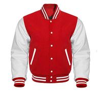 Fashion_First Mens College Bomber Baseball Red And White Varsity Jacket Men American High School Jacket