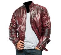 Fashion_First Mens Costume Jacket Maroon Leather Jacket