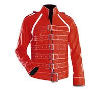 Fashion_First Mens Fred Costume Queen Tribute Concert Faux Leather Biker Red Jacket Costume Halloween Jackets
