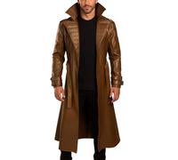 Fashion_First Mens Gmbit Channing Tatum Remy Etienne Halloween Cosplay Costume Brown PU Leather Trench Coat