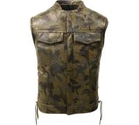Fashion_First Mens Leather Gilet/Waistcoats For Men Camouflage Leather Motorbike Vest Sleeveless Jacket Men