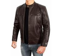 Fashion_First Mens Leather Jackets Brown Motorcycle Vintage Racing jacket Smart Casual Biker Jackets For Men