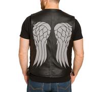 Fashion_First Mens Motorbike Leather Vest Biker Cut Black Faux Leather Gilet Waistcoat