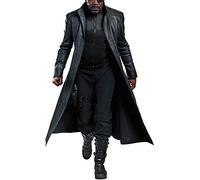 Fashion_First Mens Samuel Jackson Black Leather Trench Coat for Nick Fury Cosplay Costume