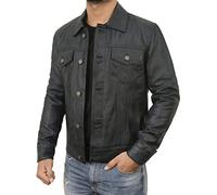Fashion_First Mens Sheep Nappa Leather Biker Jacket Men American Black Trucker Leather Jacket Cowboy Jackets