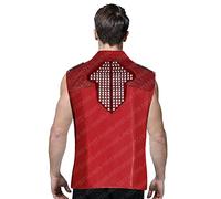 Fashion_First Mens Spikes Studded Rock Punk Red Faux Leather Vest Motorcycle Brando Biker Faux Leather Jacket