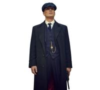 Fashion_First Men's Suits Navy Blue 3 Piece Pinstripe Peaky Blinders Suit - Regular Fit 3 Piece Slim Fit Navy Blue Suit, XXL