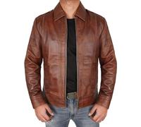Fashion_First Mens Winter Jackets Brown Vintage Real Leather Biker Jacket - Men Brown Motorbike Leather Jacket