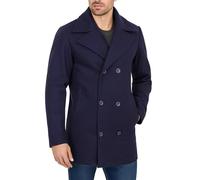 Fashion_First Mens Wool Blend Navy Blue Double Breasted Peacoat