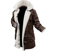 Fashion_First Tom Hardy Bane Coat Dark Knight Rises White Faux Fur Shearling Distressed Brown Leather Jacket