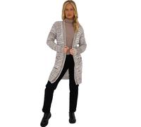 Fashion Flair Cardigans for Women UK Plus Size Ladies Crochet Knitted Oversized Jumpers Open Front Long Sleeve Top with Pockets Marl Beige UK Plus Size 16/18