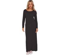 Fashion Flair Long Sleeve Maxi Dresses for Women UK Plus Size Ladies Round Neck Full Length Maxi Dress Top 8-26 Black