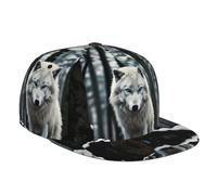 Fashion Flat Brim Baseball Cap, Neutral Hip-Hop Style, Suitable for Daily Outing Outdoor Sports. A Lone Wolf Pattern. Black, Black, One size