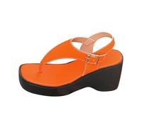 Fashion Flip Flops for Women Women's Clip Foot Flip Flops Thick Bottom Sandal Slippers Female New Summer Soft Bottom Roman Sports Beach Sandals for Indoor & Outdoor Holiday Summer (Orange, 5.5)