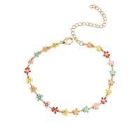 Fashion Flower Foot Decoration European And Beach Wind Small Beautiful Anklet Set Gold Suit Anklet For Women Boho Anklets Adjustable Ankle Bracelet Boho Anklets Bracelet (Pink, One Size)
