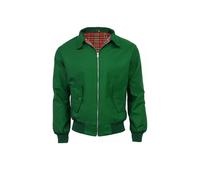 Fashion Force Men’s Harrington Jacket Classic Retro 1970s Scooter Style Vintage Bomber Coat with Tartan Lining - Bottle Green - Medium