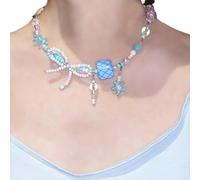 Fashion Forward Butterfly Bowknot Necklace Colorful Beaded Jewelry Lightweight Design Neckchain For Women’s Wardrobe Unique Collarbone Chain