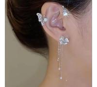 Fashion Forward Butterfly Flower Earrings without Ear Holes Great for Daytime or Evening Looks (Golden right)