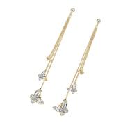 Fashion Forward Crystal Accented Butterfly Drop Earrings Kirsite Lightweight Design For Formal Attire Sparkling Rhinestones Butterfly Earrings