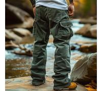 Fashion Forward Mens Cargo Pants Loose Fit and Multi pocketed Corduroy Trousers (XL Army Green)