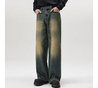 Fashion Forward Men's Distressed Baggy Jeans, Classic Vintage Style for Comfortable Wear (2XL Retro Blue)