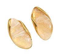 Fashion Forward Resin Geometric Studs Earrings Stainless Steel Gold Tone Womens Jewelry Lightweight Ear Accessories Elegant Geometric Earrings For Special Occasions