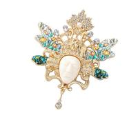 Fashion Forward Retro Beauty Head Wing Brooch Zincs Alloy Statement Accessory Cartoon Character Lapel Accessories Retro Courts Brooch