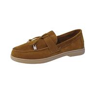 Fashion Four Seasons Women Casual Shoes Flat Bottom Non Slip Round Toe Slip On Solid Suede Simple Shoes for Plantar Fasciitis Women's Womens (Brown, 5.5)